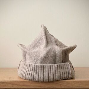 joodito origami crown wool sweater hat cableknit patchwork bucket beanie beige